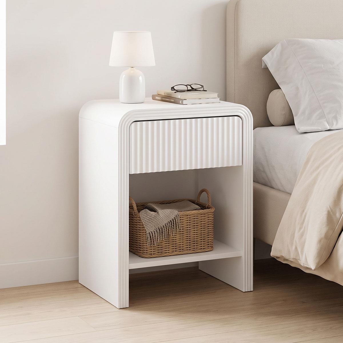 Κομοδίνο Zeplen MDF σε λευκή απόχρωση 40x30x53εκ