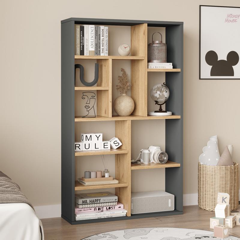 Βιβλιοθήκη Boteca 10 θέσεων φυσικό - ανθρακί 75x22x123,6 εκ. Βιβλιοθήκη Boteca 10 θέσεων φυσικό - ανθρακί 75x22x123,6 εκ.