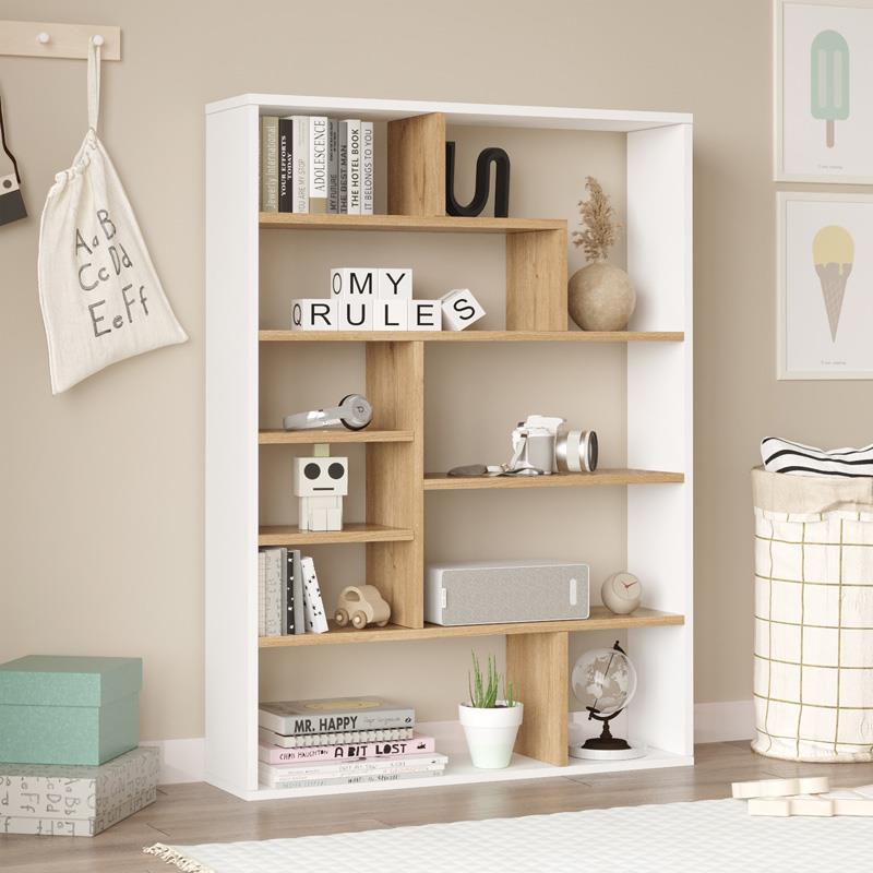 Βιβλιοθήκη Decora φυσικό - λευκό  90x22x123,6 εκ.