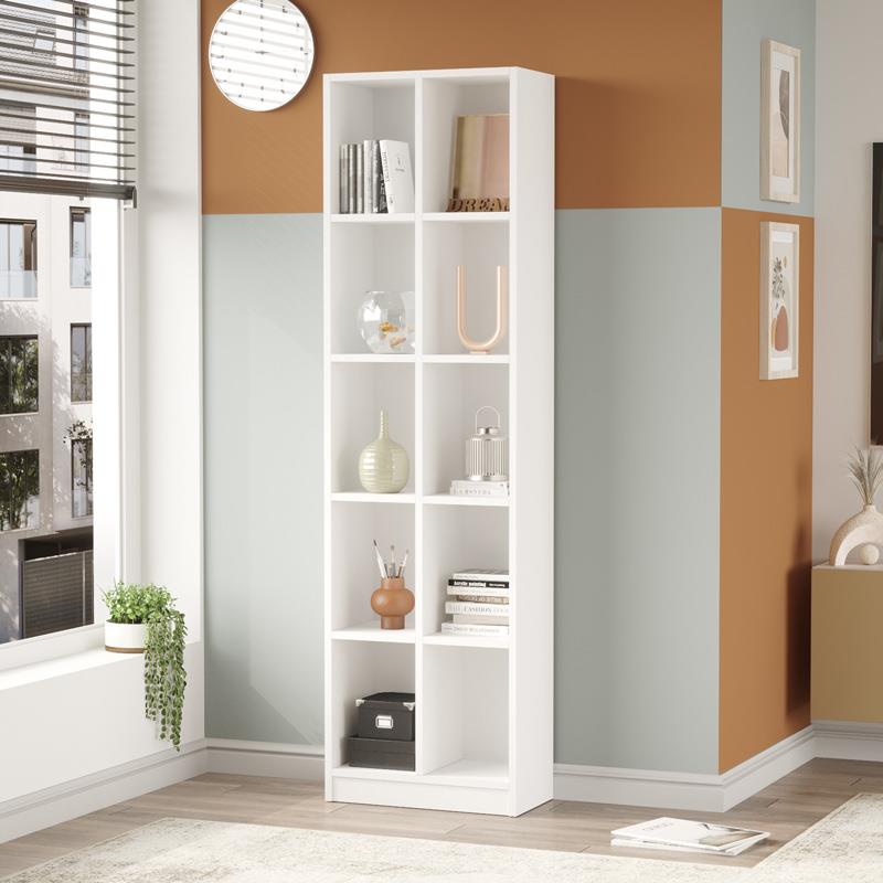 Βιβλιοθήκη Oteca 10 θέσεων λευκό 51,1x25,4x180 εκ.
