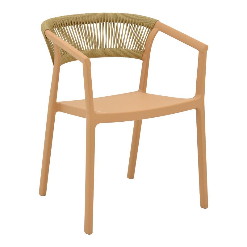 Καρέκλα - Πολυθρόνα Sillia στοιβαζόμενη pp cappuccino - μπεζ rattan 55x52x74,5 εκ.