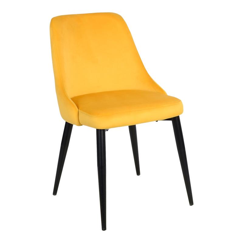 Καρέκλα Zedna κίτρινο βελούδο - μαύρα μεταλλικά πόδια 51x58x84 εκ. Καρέκλα Zedna κίτρινο βελούδο - μαύρα μεταλλικά πόδια 51x58x84 εκ.