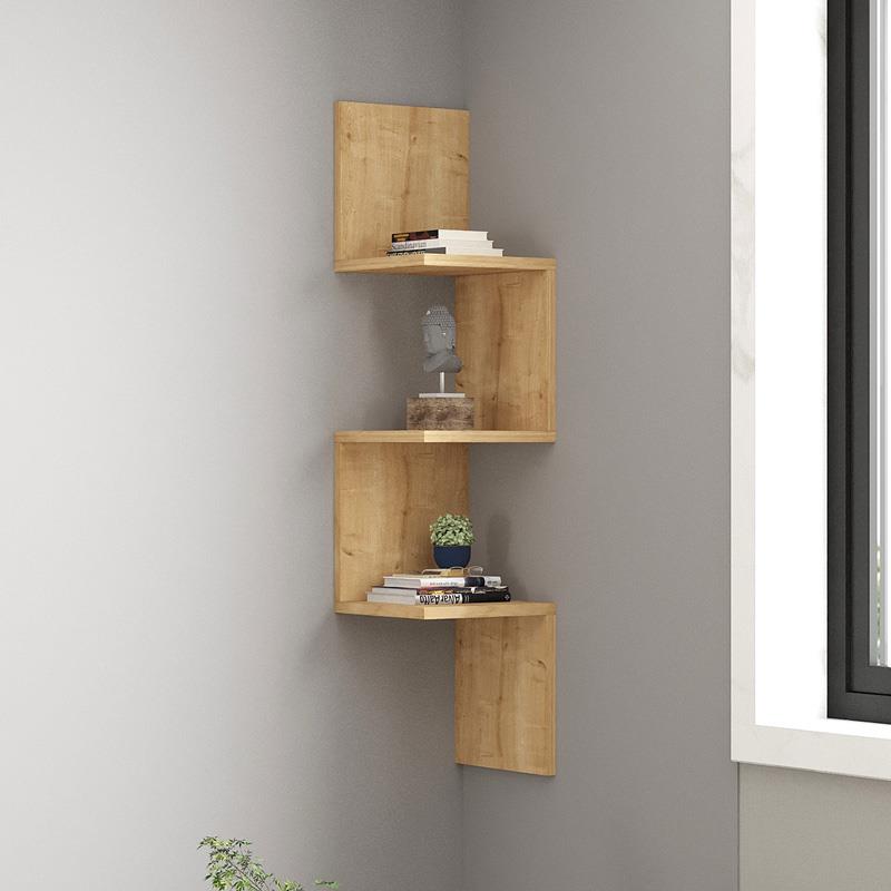Ραφιέρα γωνιακή τοίχου Insta σε oak απόχρωση 25x25x105,5 εκ.