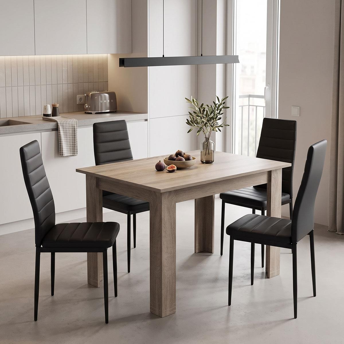 Σετ Τραπεζαρίας Manka-Parker 5 τεμ Μαύρο - Sonoma Truffle 110x80x77εκ. Σετ Τραπεζαρίας Manka-Parker 5 τεμ Μαύρο - Sonoma Truffle 110x80x77εκ.