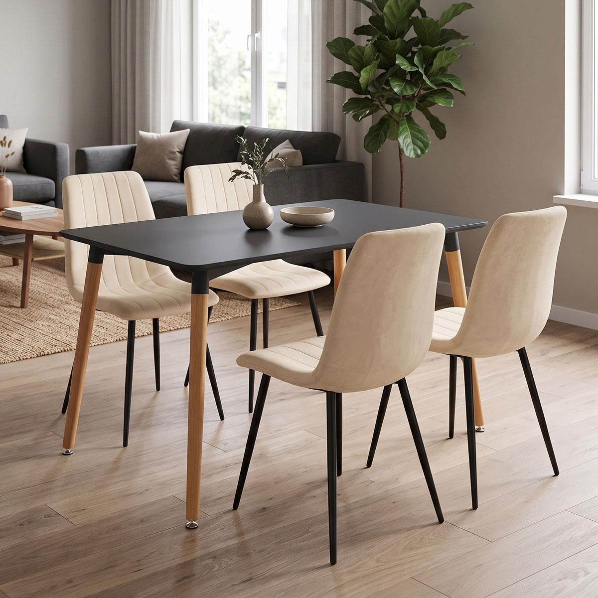 Σετ Τραπεζαρίας Natali-Noor 5 τεμ. MDF Λευκό - Μπέζ - Μαύρο 120x80x76εκ. Σετ Τραπεζαρίας Natali-Noor 5 τεμ. MDF Λευκό - Μπέζ - Μαύρο 120x80x76εκ.