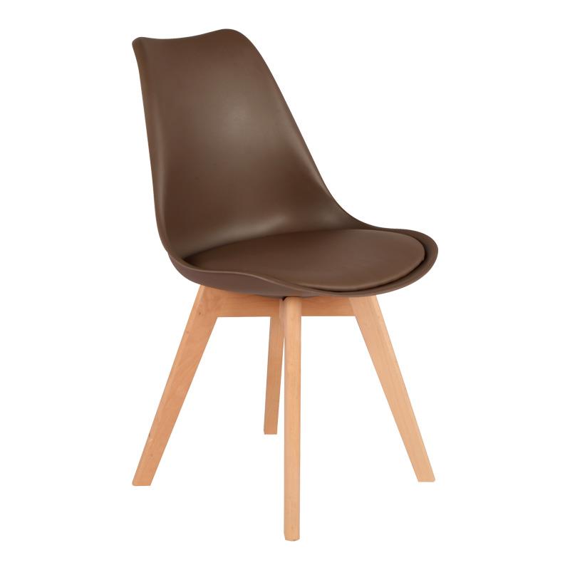 Καρέκλα Gaston PP-PU καφέ απόχρωση με φυσικό πόδι 43x51x75εκ.