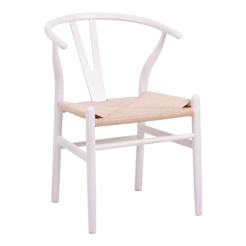 Καρέκλα Wishbone rubberwood-σχοινί σε λευκή απόχρωση 53.5x57x74εκ Καρέκλα Wishbone rubberwood-σχοινί σε λευκή απόχρωση 53.5x57x74εκ