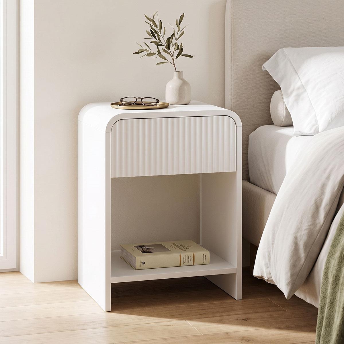 Κομοδίνο Zeplen MDF σε λευκή απόχρωση 40x40x53εκ