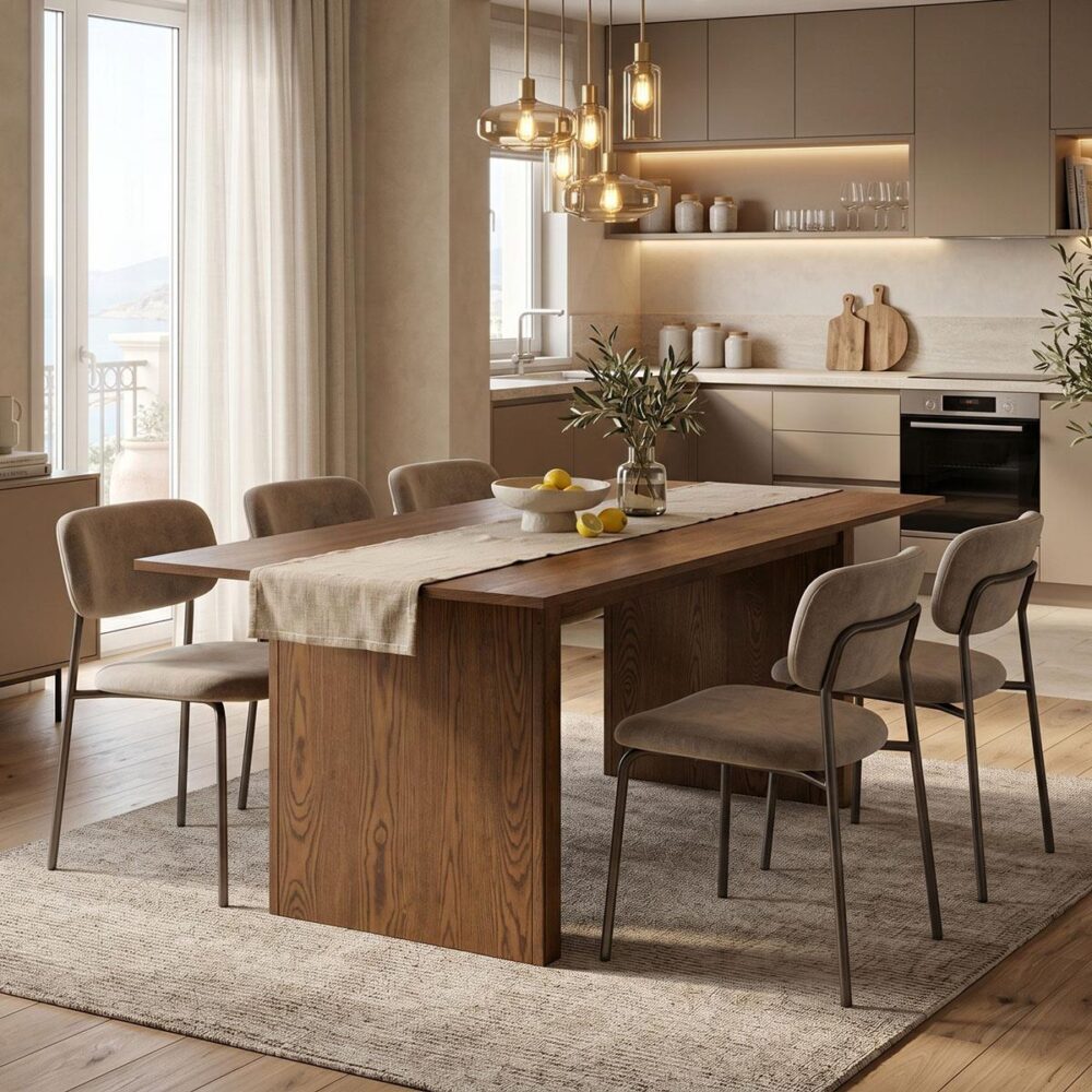 Τραπέζι Eleganza mdf σε καρυδί απόχρωση 180x99x75.8εκ Τραπέζι Eleganza mdf σε καρυδί απόχρωση 180x99x75.8εκ