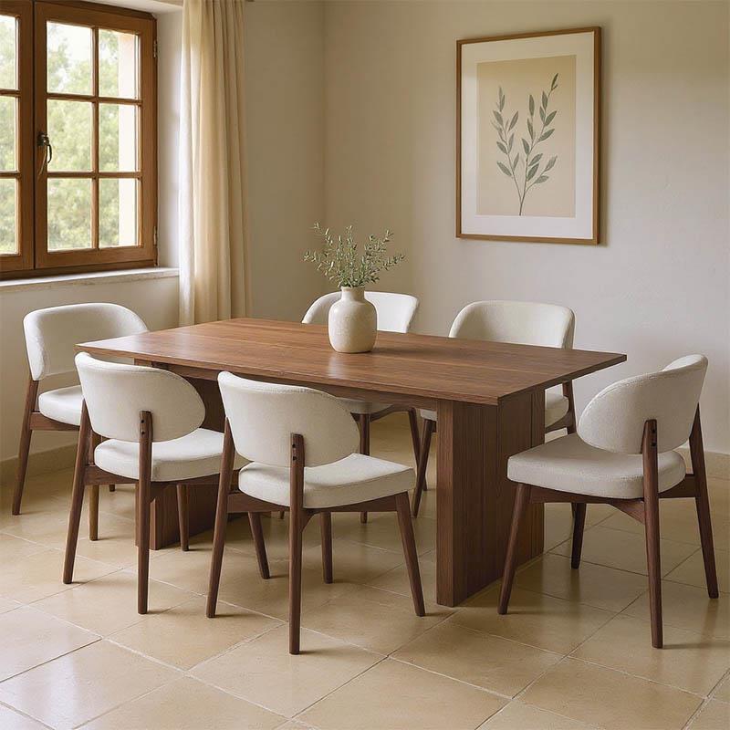 Σετ Τραπεζαρίας Eleganza-Siena 7τεμ mdf σε καρυδί-εκρού απόχρωση 180x99x75.8εκ Σετ Τραπεζαρίας Eleganza-Siena 7τεμ mdf σε καρυδί-εκρού απόχρωση 180x99x75.8εκ