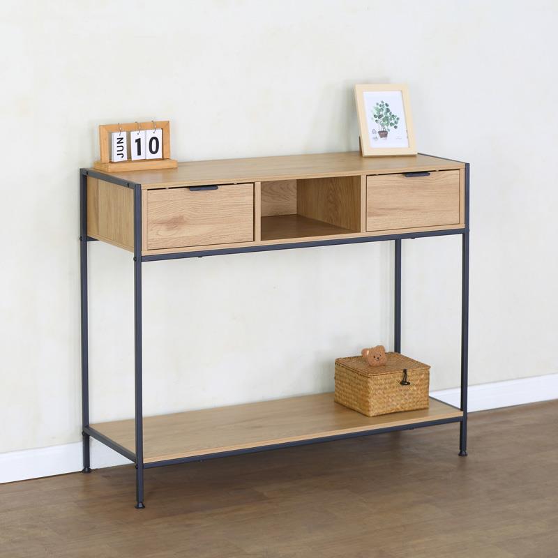 Κονσόλα Regando σε oak απόχρωση με μαύρο μέταλλο 100x35x80εκ