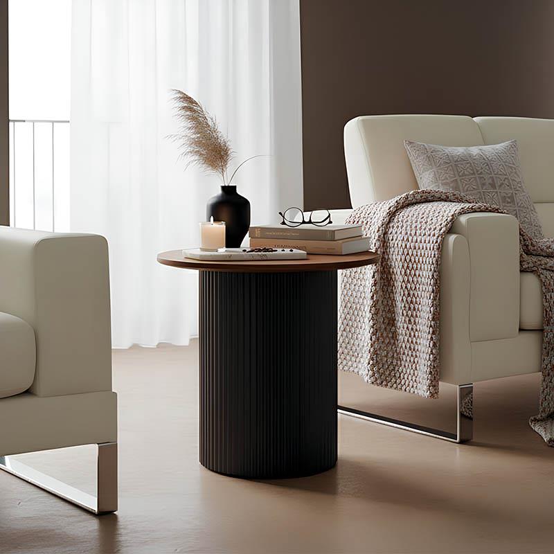 Βοηθητικό τραπεζάκι σαλονιού Dovel mdf σε καρυδί-μαύρο μέταλλο Φ50x45εκ Βοηθητικό τραπεζάκι σαλονιού Dovel mdf σε καρυδί-μαύρο μέταλλο Φ50x45εκ