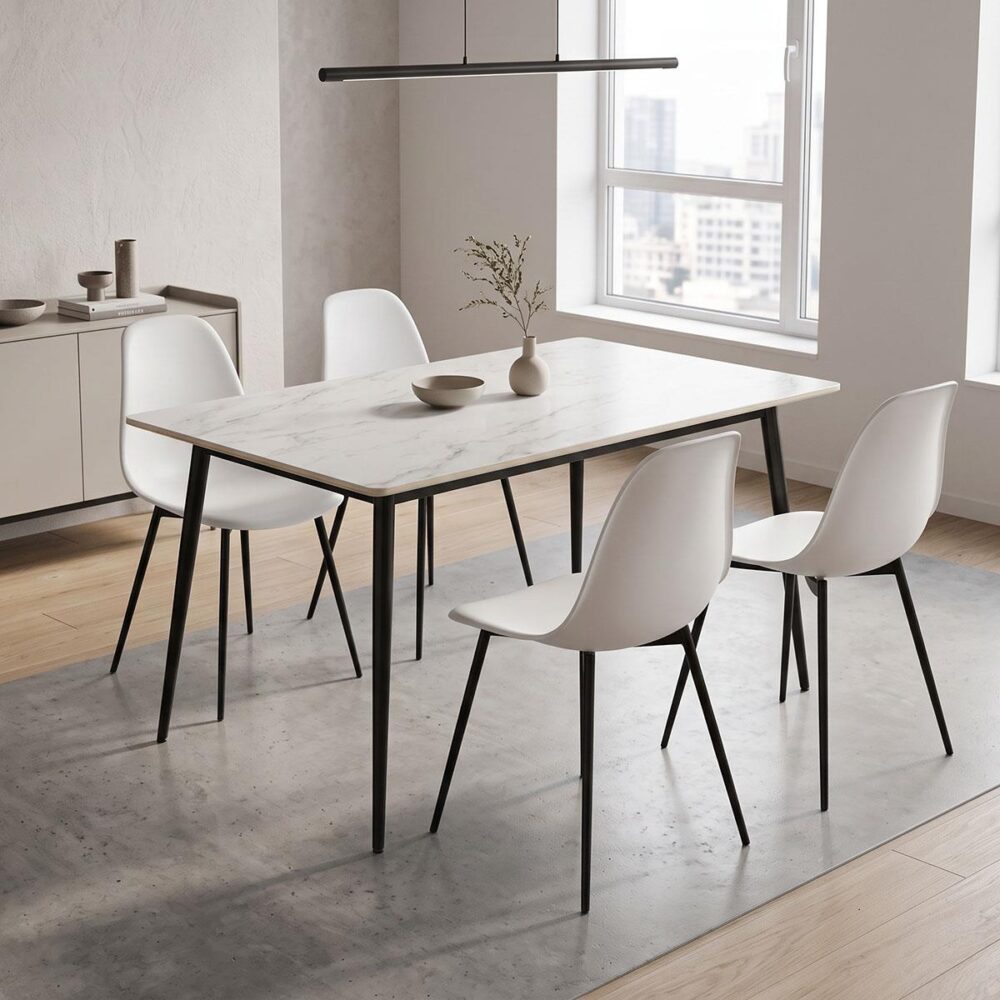 Τραπέζι Gustas Ι λευκό μαρμάρου sintered stone-μαύρο μέταλλο 120x80x76εκ Τραπέζι Gustas Ι λευκό μαρμάρου sintered stone-μαύρο μέταλλο 120x80x76εκ