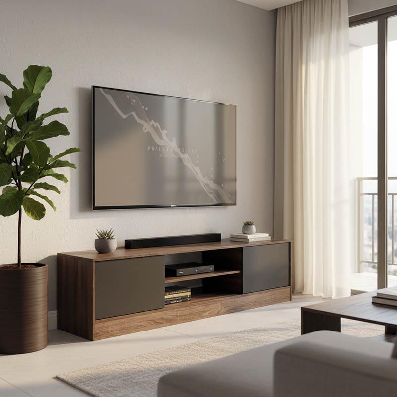Έπιπλο τηλεόρασης Sasa I σε oak-ανθρακί απόχρωση 150x35x41.5εκ