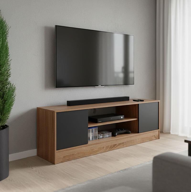 Έπιπλο τηλεόρασης Sasa σε oak-ανθρακί απόχρωση 120x35x41.5εκ Έπιπλο τηλεόρασης Sasa σε oak-ανθρακί απόχρωση 120x35x41.5εκ