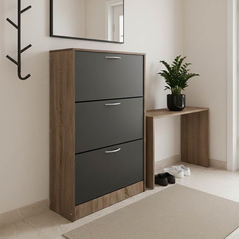 Παπουτσοθήκη Savaz σε oak-ανθρακί απόχρωση 60x24x114εκ Παπουτσοθήκη Savaz σε oak-ανθρακί απόχρωση 60x24x114εκ