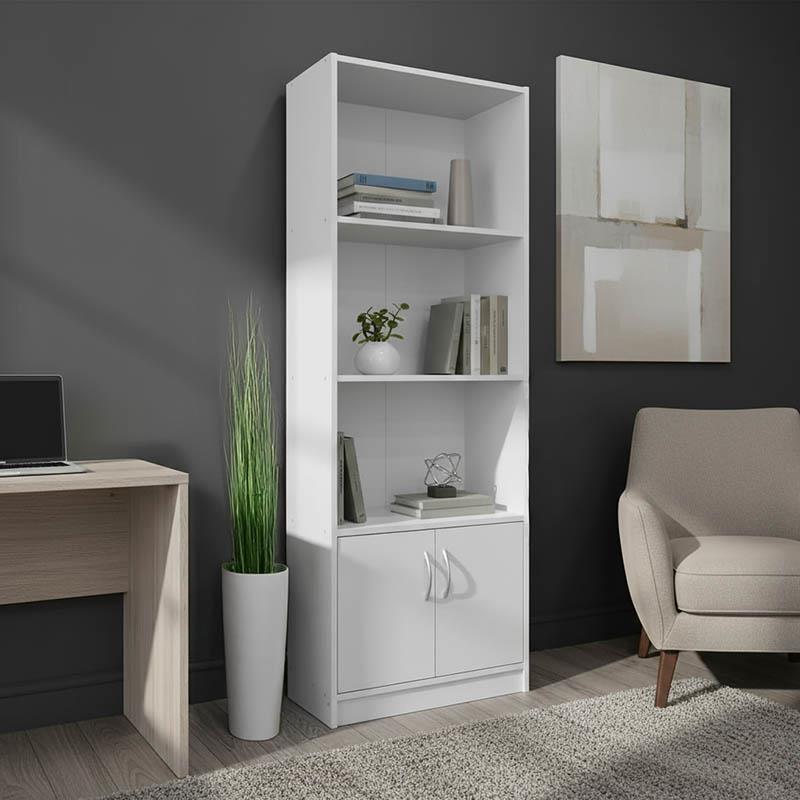 Βιβλιοθήκη Tekaro σε λευκή απόχρωση 60x29x166εκ