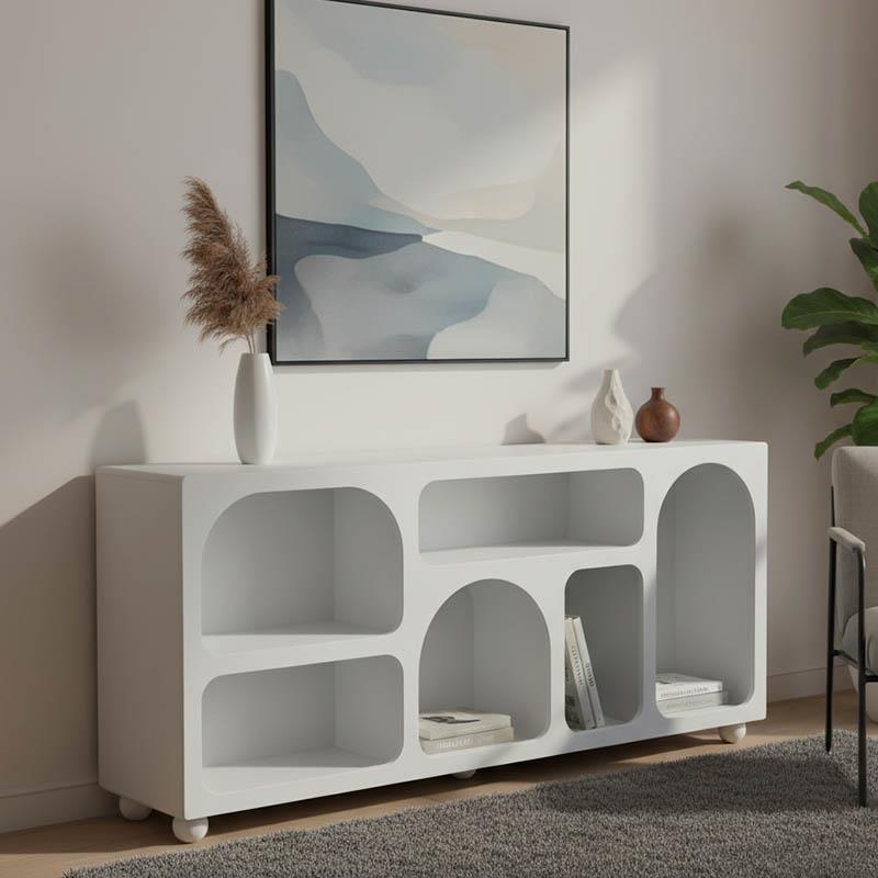 Μπουφές Emersi με ράφια mdf σε λευκή απόχρωση 164x34x76εκ Μπουφές Emersi με ράφια mdf σε λευκή απόχρωση 164x34x76εκ