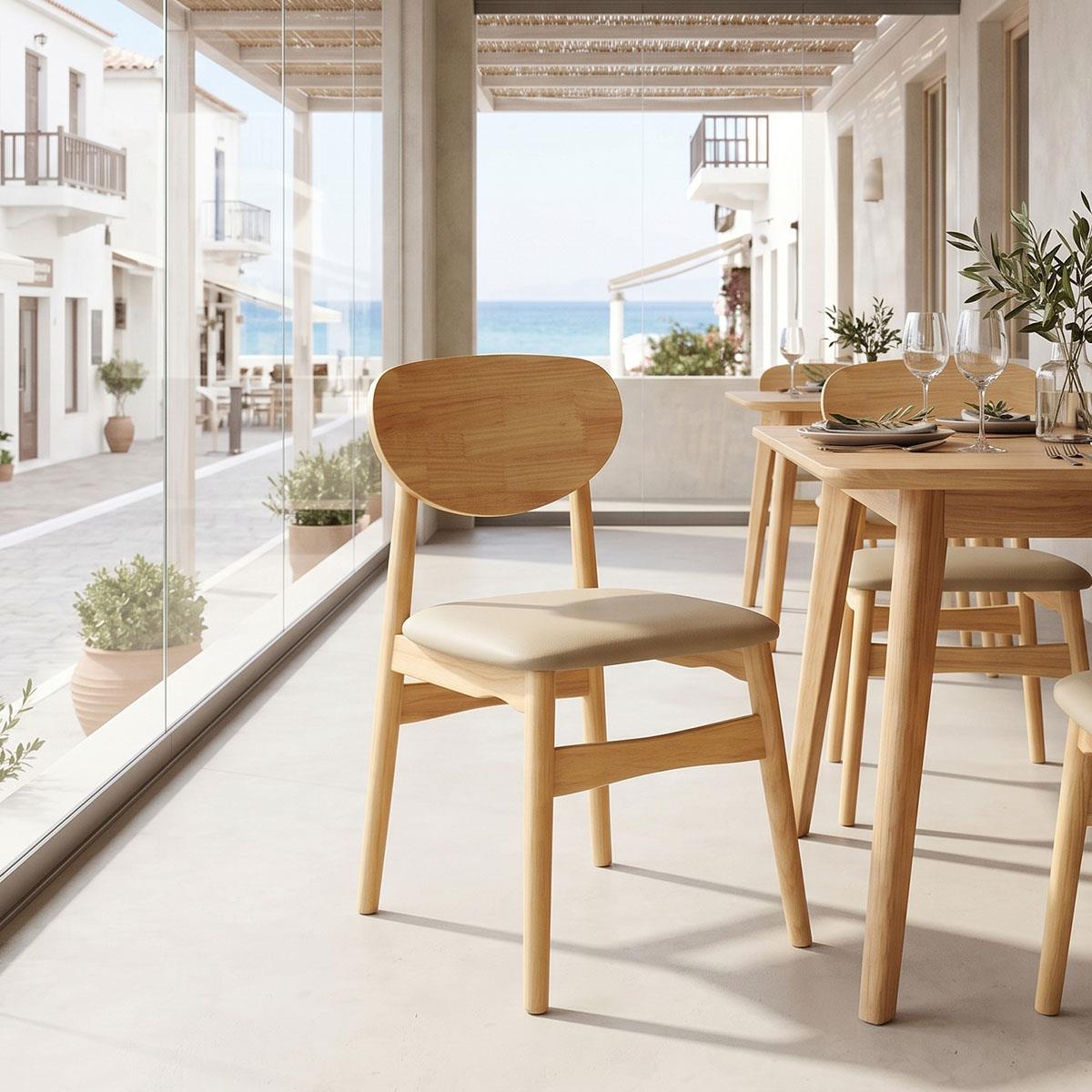 Καρέκλα Cardith rubberwood-plywood σε φυσική απόχρωση-pu μπεζ 48x51x78εκ Καρέκλα Cardith rubberwood-plywood σε φυσική απόχρωση-pu μπεζ 48x51x78εκ