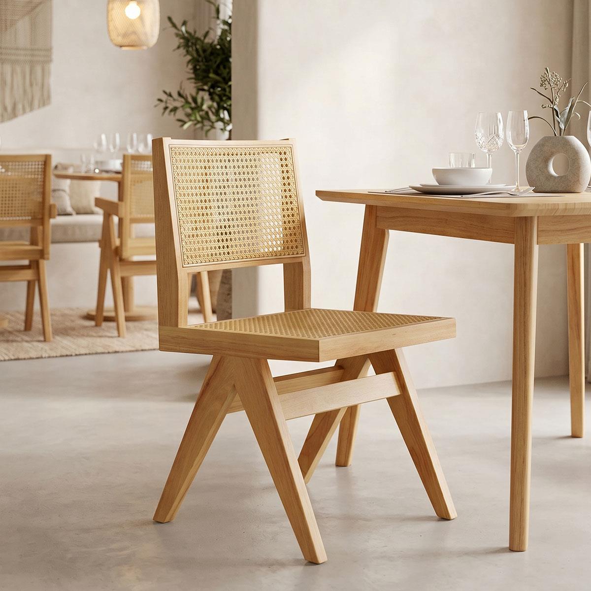 Καρέκλα Winslow rubberwood-rattan σε φυσική απόχρωση 46x58x80εκ Καρέκλα Winslow rubberwood-rattan σε φυσική απόχρωση 46x58x80εκ