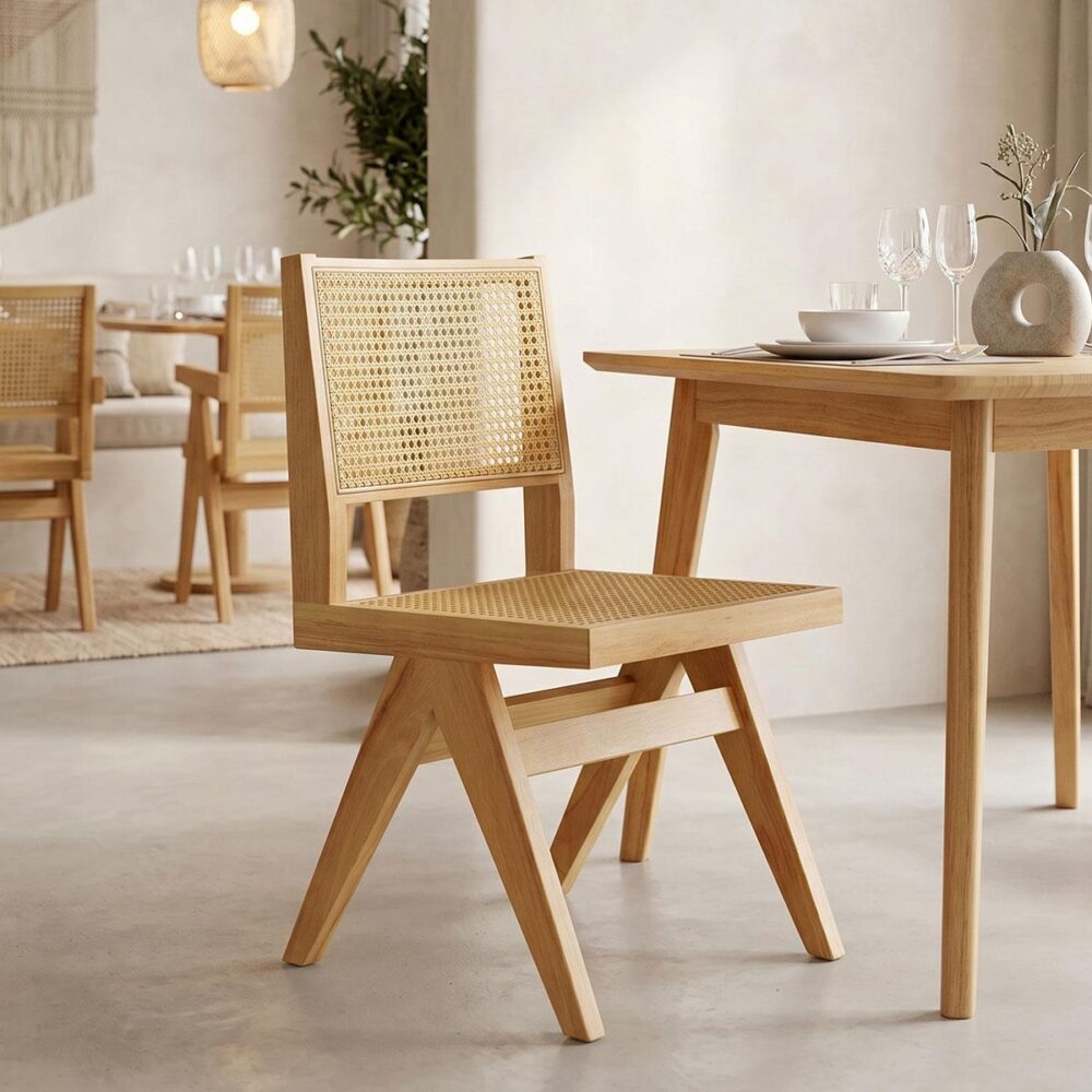 Καρέκλα Winslow rubberwood-rattan σε φυσική απόχρωση 46x58x80εκ Καρέκλα Winslow rubberwood-rattan σε φυσική απόχρωση 46x58x80εκ