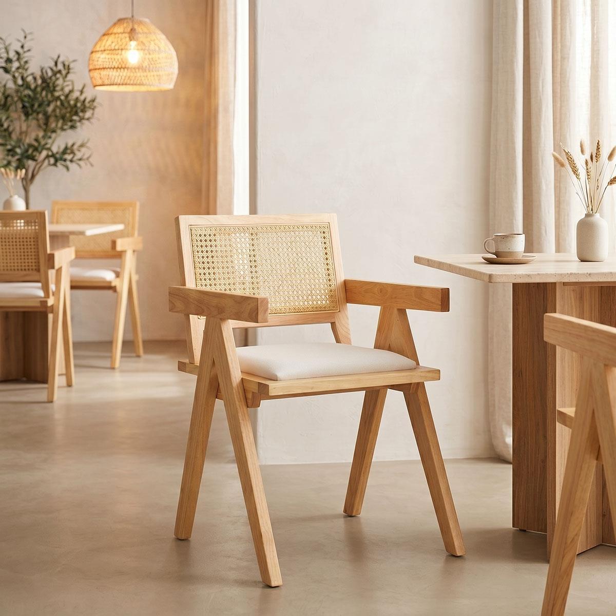 Καρέκλα - Πολυθρόνα Winslow rubberwood σε φυσική απόχρωση-ύφασμα λευκό 51x54x80εκ Καρέκλα - Πολυθρόνα Winslow rubberwood σε φυσική απόχρωση-ύφασμα λευκό 51x54x80εκ