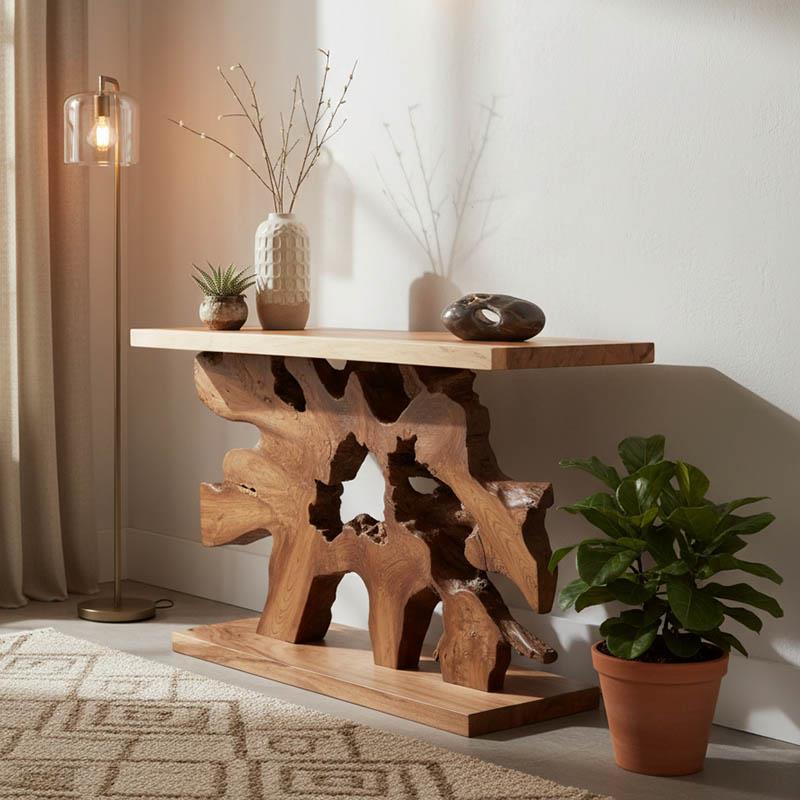 Κονσόλα Nasiol Inart teak ξύλο σε φυσική απόχρωση 120x40x75εκ Κονσόλα Nasiol Inart teak ξύλο σε φυσική απόχρωση 120x40x75εκ