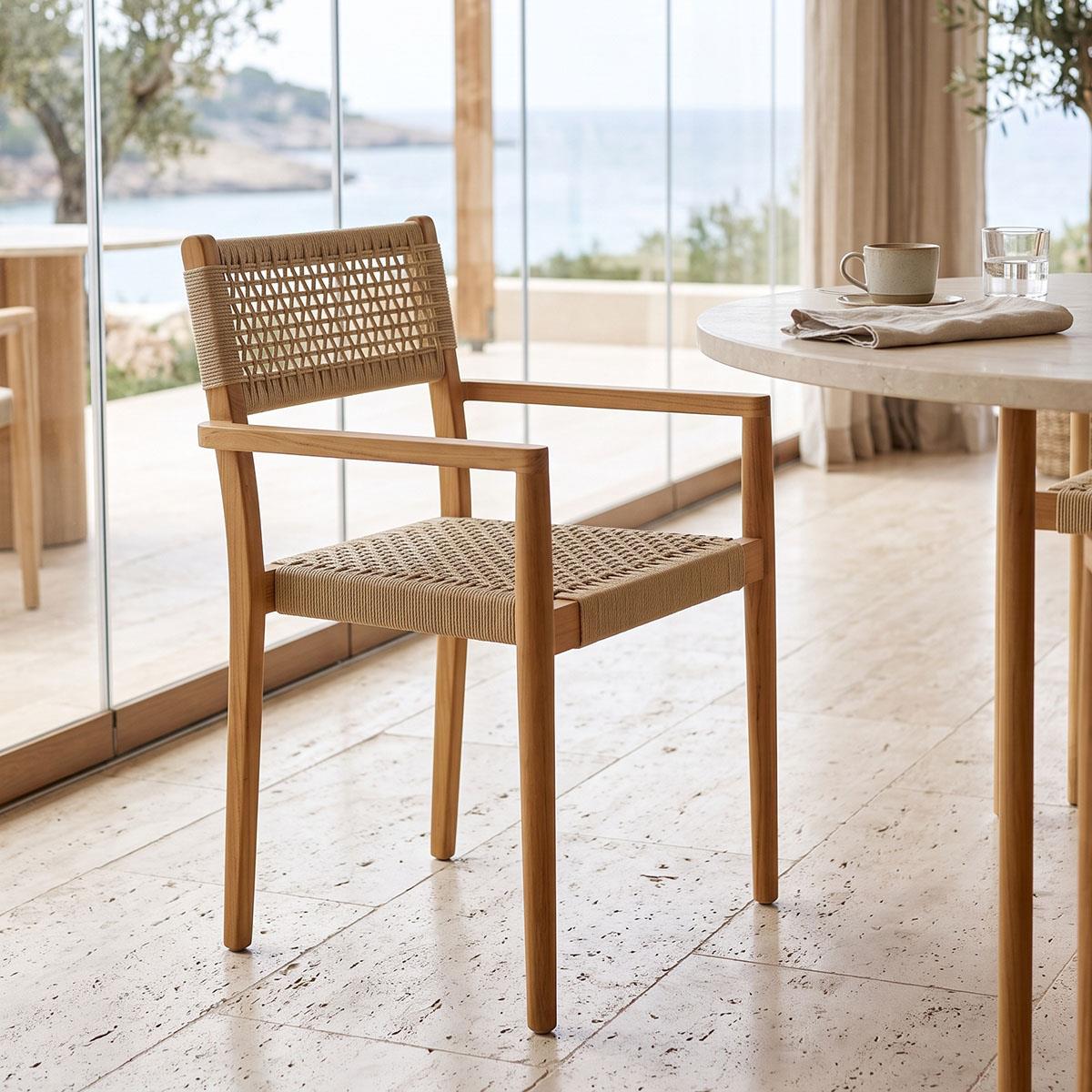 Καρέκλα - Πολυθρόνα Lengan σκελετός teak ξύλο σε φυσική απόχρωση-μπεζ σχοινί 54x52x80εκ Καρέκλα - Πολυθρόνα Lengan σκελετός teak ξύλο σε φυσική απόχρωση-μπεζ σχοινί 54x52x80εκ