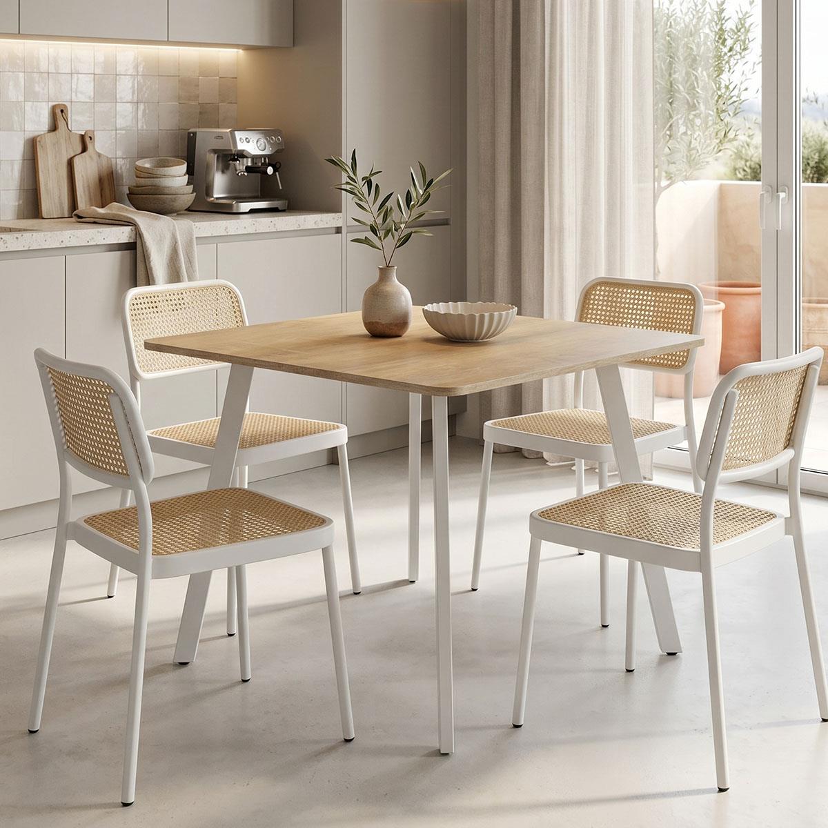 Τραπέζι Squaro sonoma mdf με λευκά μεταλλικά πόδια 80x80x75εκ