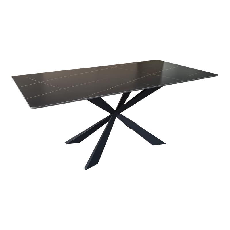 Τραπέζι Mattias sintered stone μαύρη όψη μαρμάρου με μαύρα μεταλλικά πόδια 180x90x75εκ Τραπέζι Mattias sintered stone μαύρη όψη μαρμάρου με μαύρα μεταλλικά πόδια 180x90x75εκ
