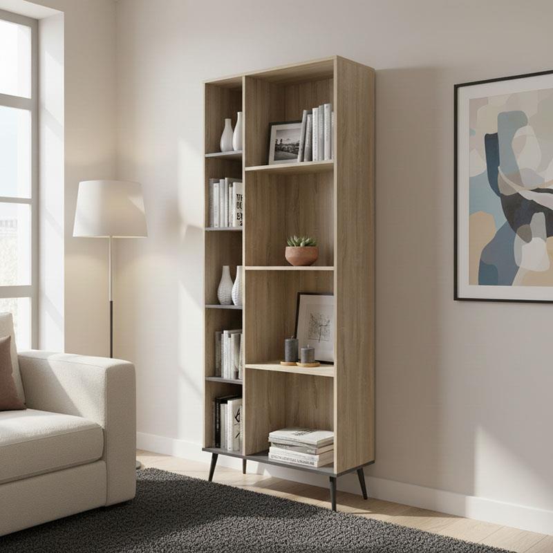 Βιβλιοθήκη Zezan σε sonoma-ανθρακί απόχρωση 76.5x30x200.5εκ Βιβλιοθήκη Zezan σε sonoma-ανθρακί απόχρωση 76.5x30x200.5εκ