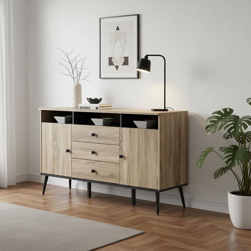 Μπουφές Zezan σε sonoma-ανθρακί απόχρωση 140.5x41.5x80εκ