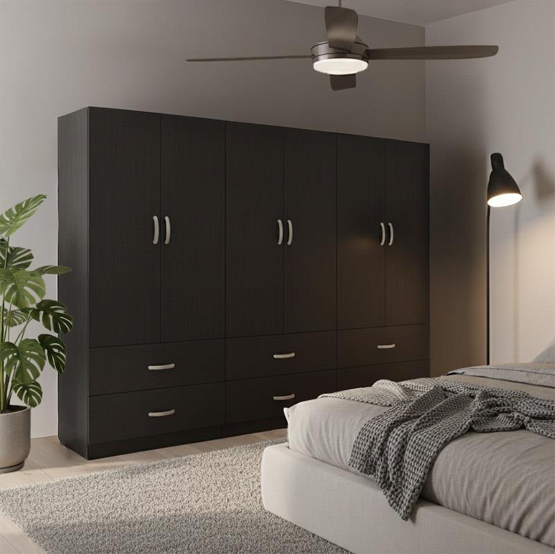 Ντουλάπα εξάφυλλη με συρτάρια Lego wenge 240x42x180εκ