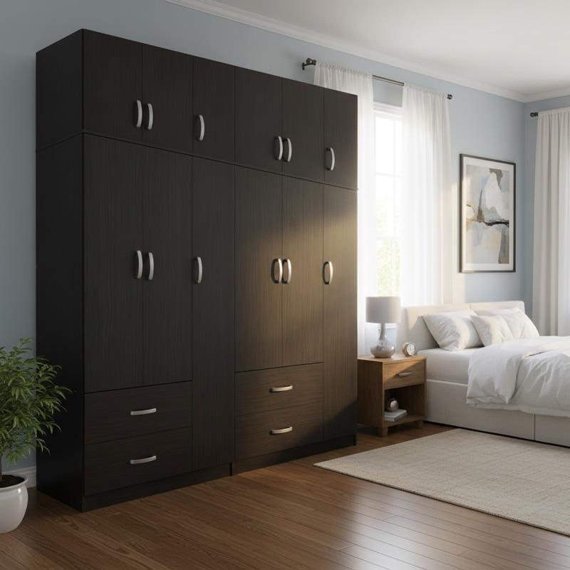 Ντουλάπα εξάφυλλη με πατάρι Lego wenge 180x42x240εκ