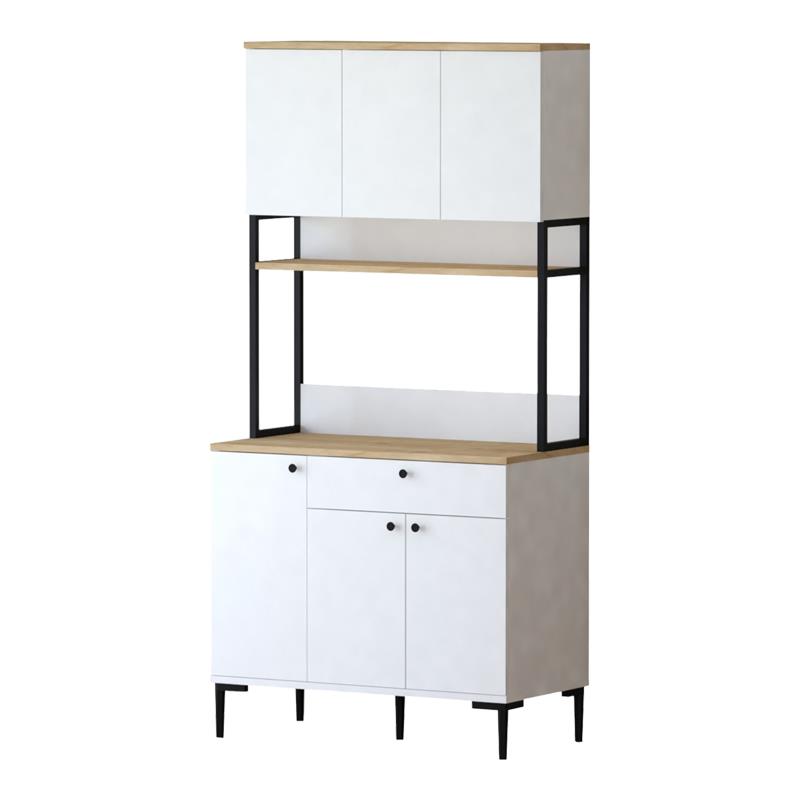 Στήλη κουζίνας Lenner με Ντουλάπια σε λευκό-sonoma 90x45x184εκ
