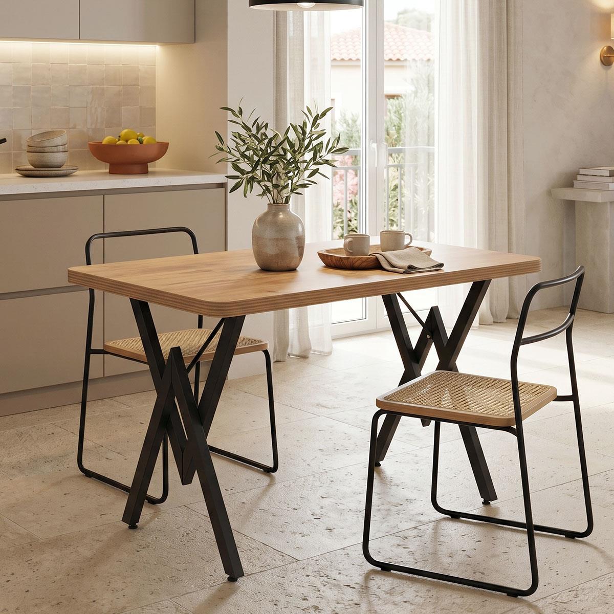 Τραπέζι Vertex oak με μαύρα μεταλλικά πόδια 110x70x72εκ Τραπέζι Vertex oak με μαύρα μεταλλικά πόδια 110x70x72εκ