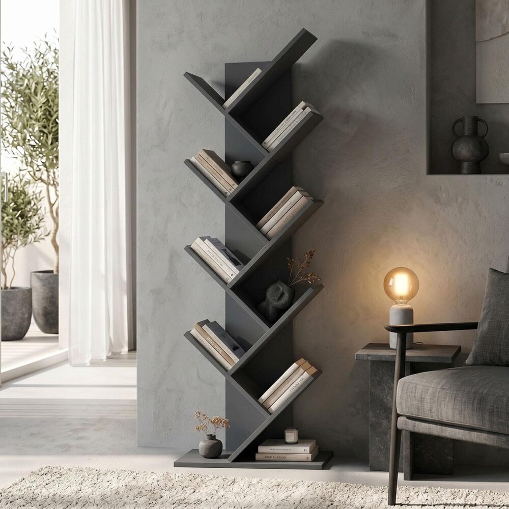Βιβλιοθήκη Fyllo ανθρακί 50x25x141.5εκ