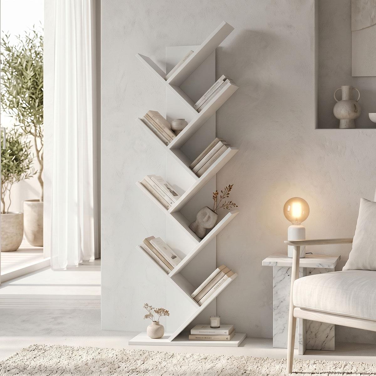 Βιβλιοθήκη Fyllo λευκό 50x25x141.5εκ