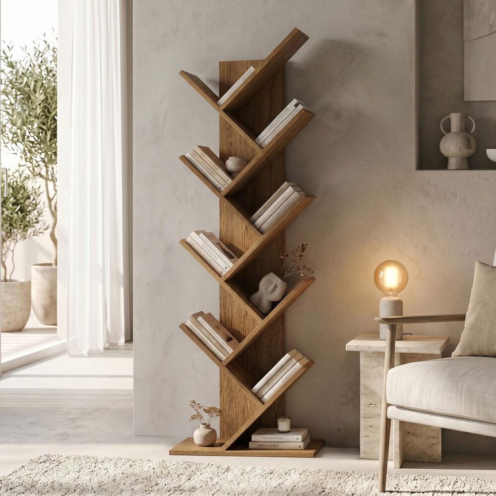 Βιβλιοθήκη Fyllo καρυδί 50x25x141.5εκ Βιβλιοθήκη Fyllo καρυδί 50x25x141.5εκ