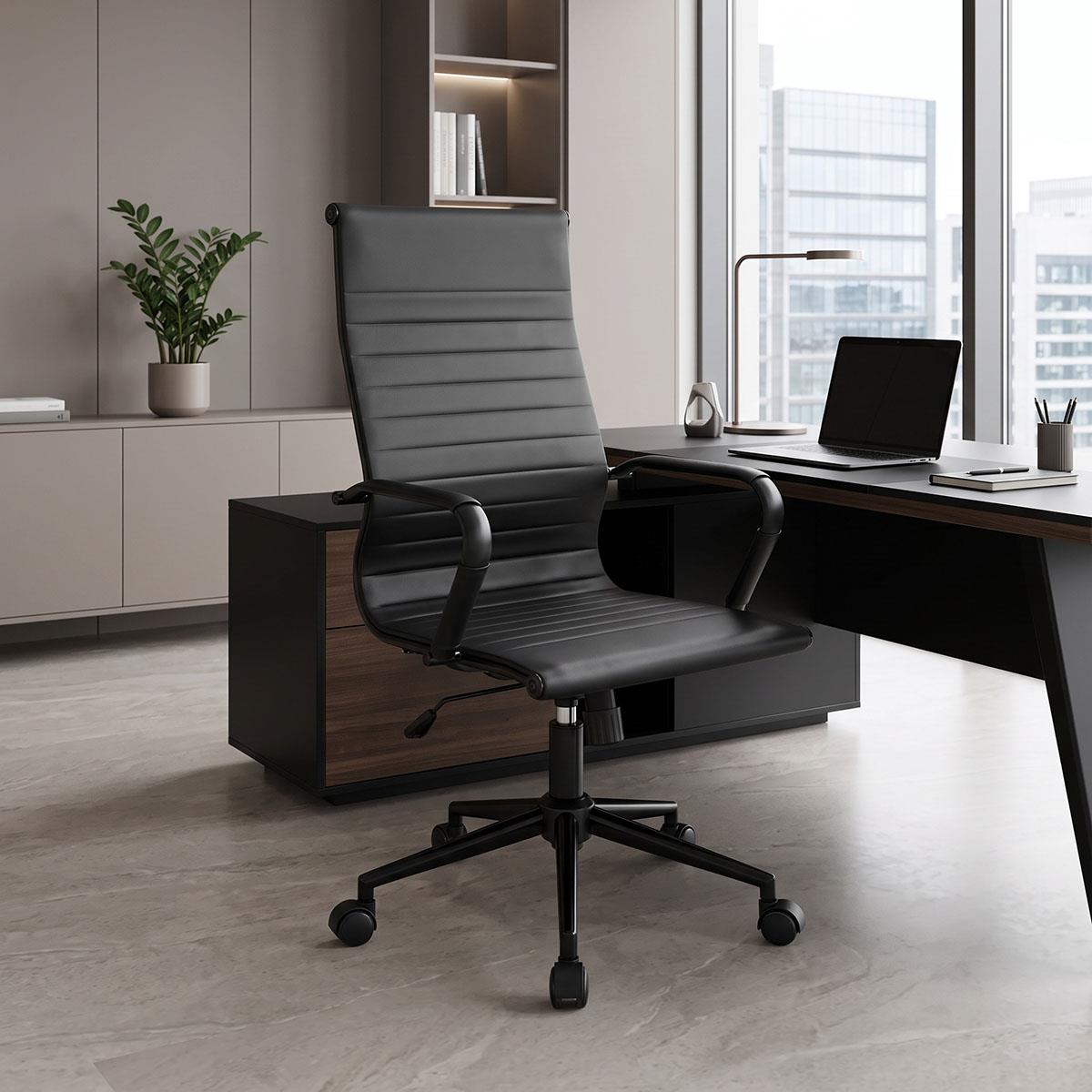 Καρέκλα γραφείου διευθυντή Valter pu μαύρο 55.5x58x108εκ