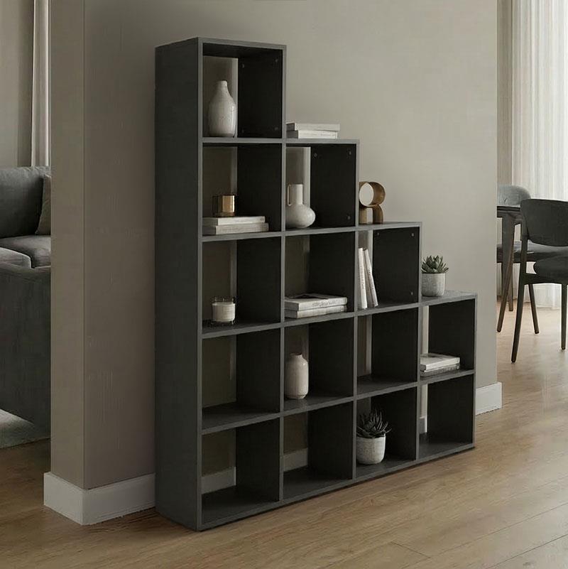 Βιβλιοθήκη Scala ανθρακί 129.5x29x129.5εκ