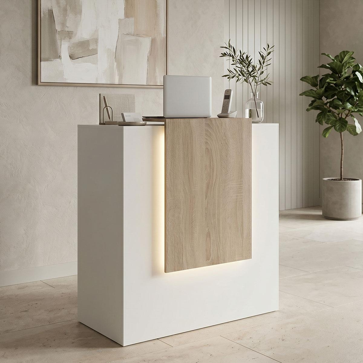 Γραφείο reception Zowel με led λευκό - sonoma 90x40x110εκ