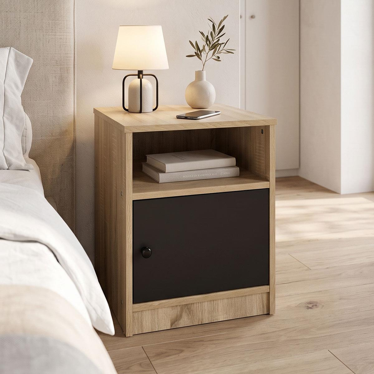 Κομοδίνο Lenea sonoma - ανθρακί 40x40x50εκ Κομοδίνο Lenea sonoma - ανθρακί 40x40x50εκ