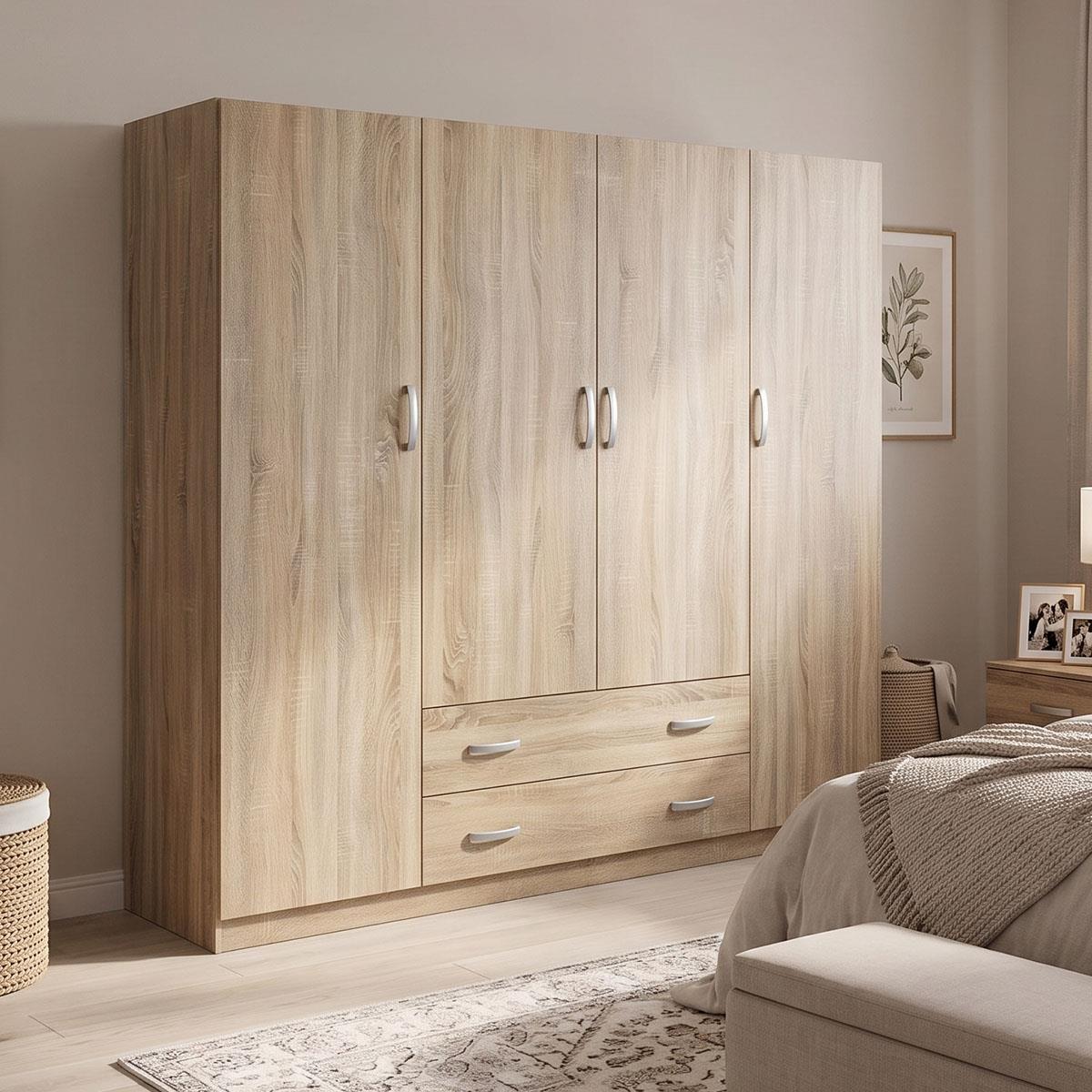 Ντουλάπα τετράφυλλη με 2 συρτάρια Alvia sonoma 200x51x180εκ Ντουλάπα τετράφυλλη με 2 συρτάρια Alvia sonoma 200x51x180εκ
