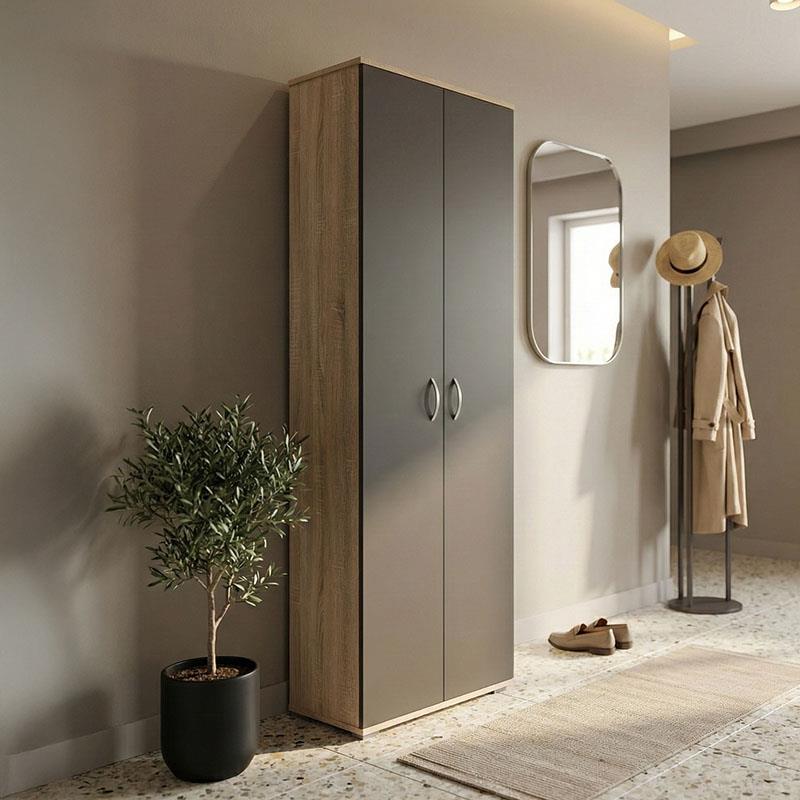 Παπουτσοθήκη - Ντουλάπα Racka sonoma - ανθρακί 58x34x186εκ Παπουτσοθήκη - Ντουλάπα Racka sonoma - ανθρακί 58x34x186εκ
