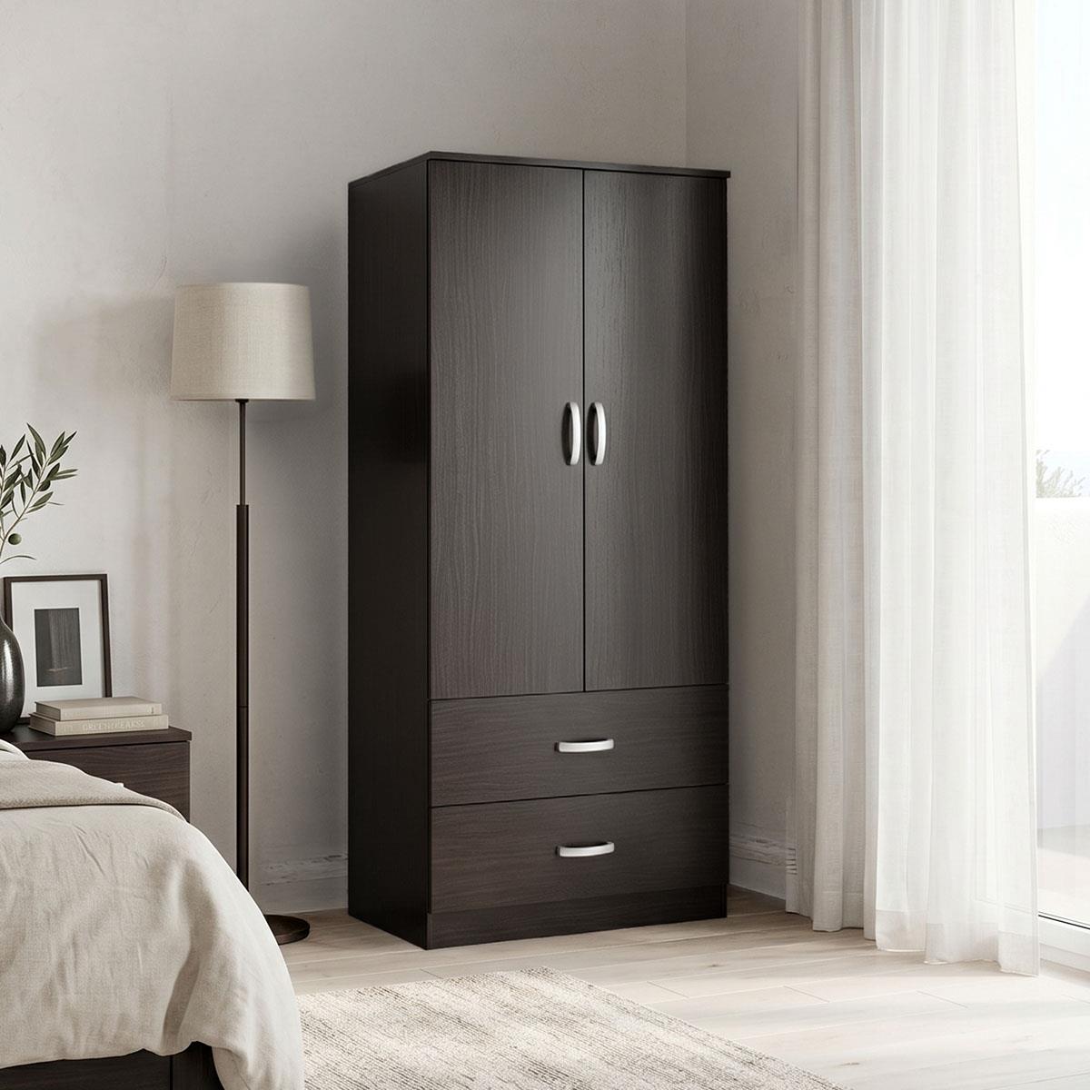 Ντουλάπα δίφυλλη με 2 συρτάρια Alvia wenge 80x51.5x180εκ Ντουλάπα δίφυλλη με 2 συρτάρια Alvia wenge 80x51.5x180εκ