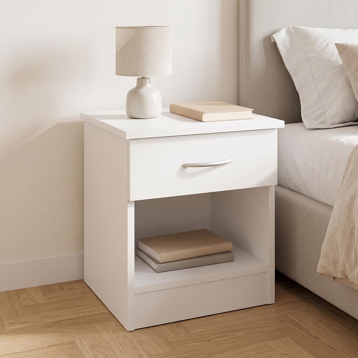 Κομοδίνο Bedy λευκό 40x34x42εκ Κομοδίνο Bedy λευκό 40x34x42εκ