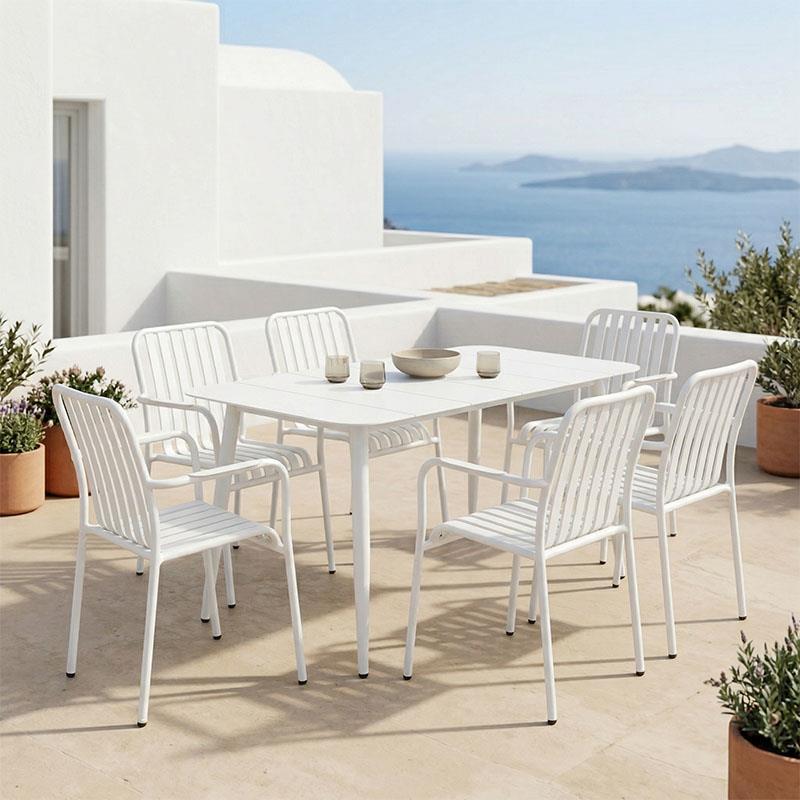 Σετ Τραπεζαρία Κήπου Heven Vista 7τεμ. λευκό αλουμίνιο 120x70x72εκ