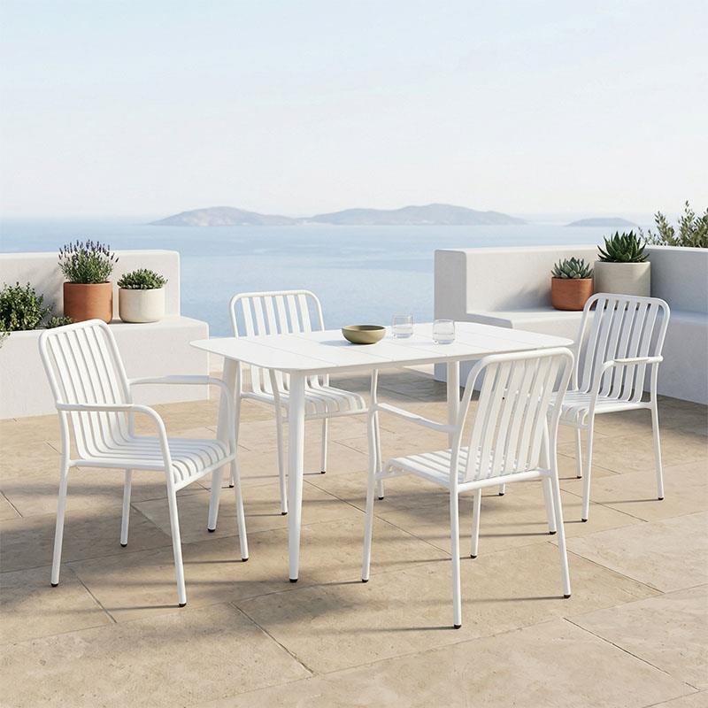 Σετ Τραπεζαρία Κήπου Heven Vista 5τεμ. λευκό αλουμίνιο 120x70x72εκ