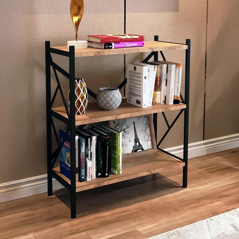 Ραφιέρα επιδαπέδια Althea oak με μαύρο μέταλλο 60x30x90εκ Ραφιέρα επιδαπέδια Althea oak με μαύρο μέταλλο 60x30x90εκ